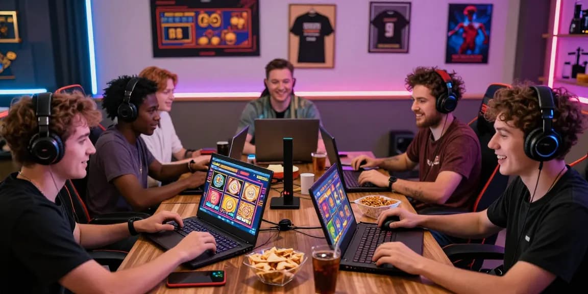 Players enjoying situs888 slot games in a vibrant gaming room atmosphere.