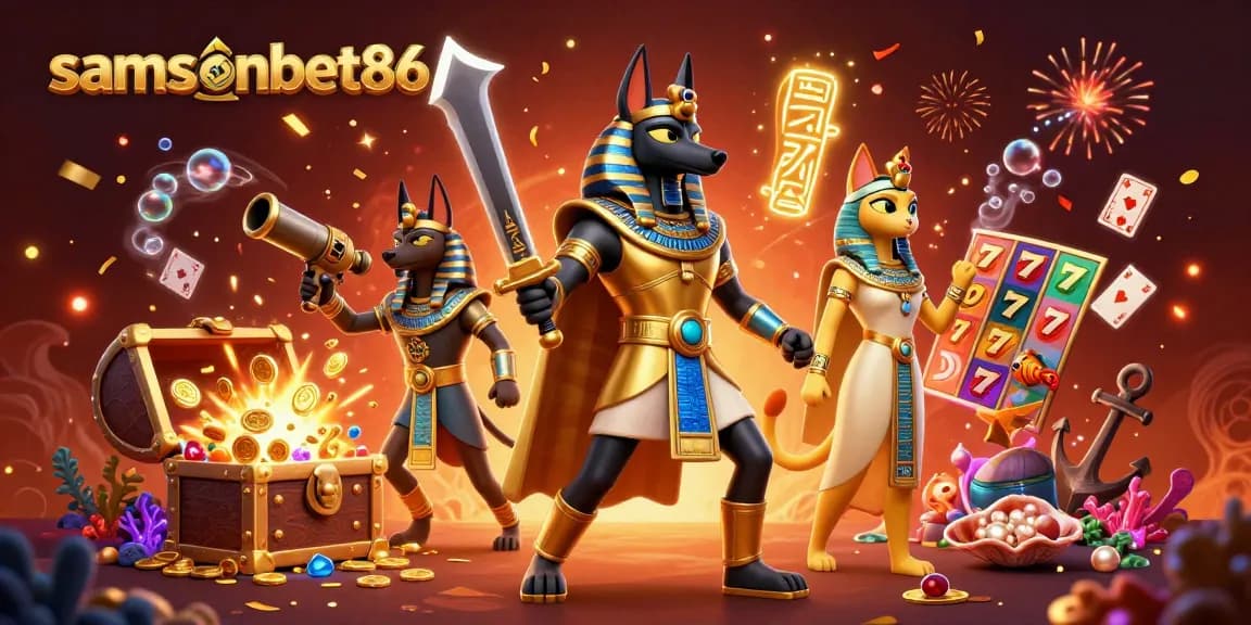 Experience thrilling gameplay at samsonbet86 with vibrant 3D casino illustrations featuring iconic elements.