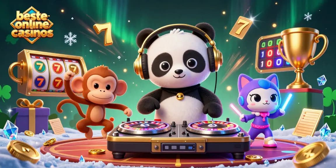 Experience the best online casinos action with vibrant characters and thrilling casino elements in a lively illustration.