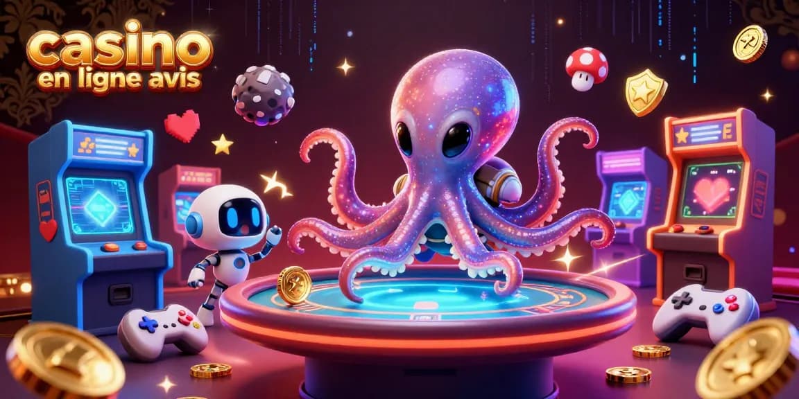 Jouez aux jeux de casino grâce à des avis sur le casino en ligne, illustrés par un extraterrestre et un robot