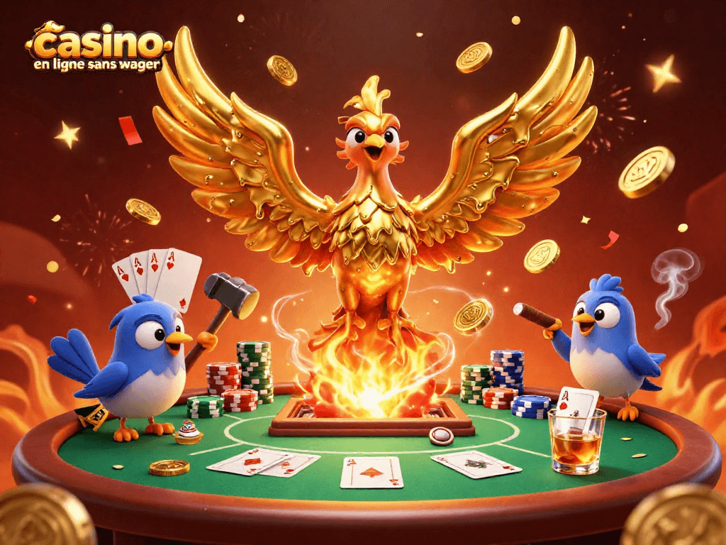 Découvrez une illustration animée colorée représentant le casino en ligne sans wager avec des éléments de poker.