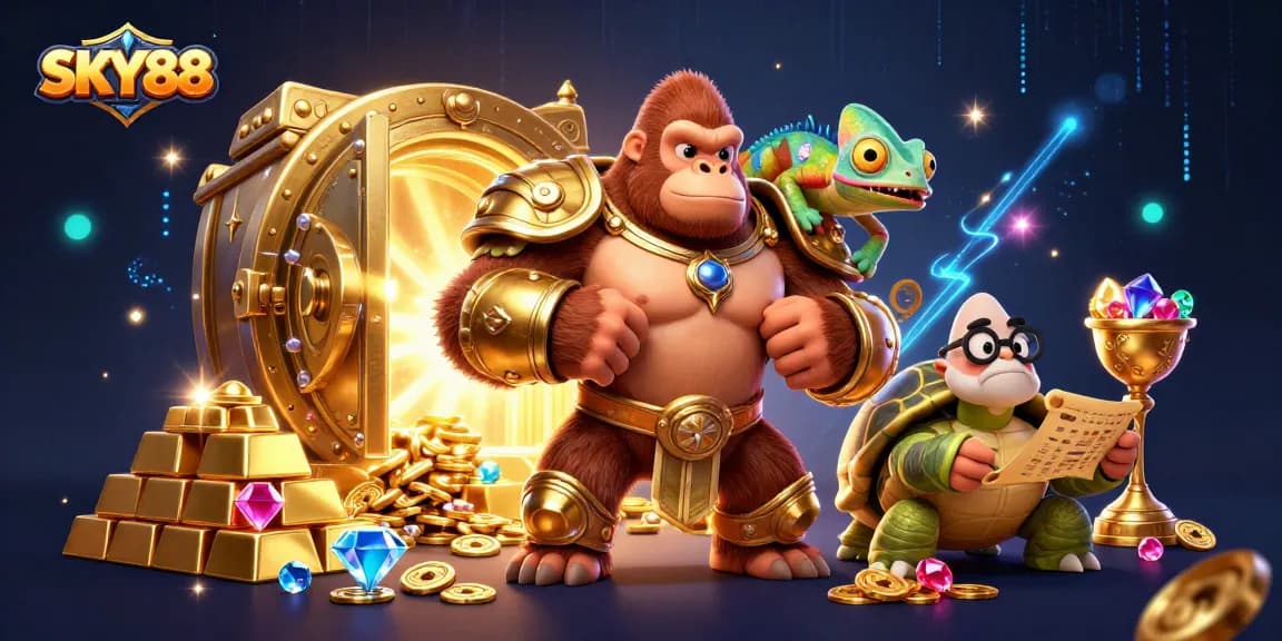 Engage with SKY88's rich gaming experience featuring lavish treasures and characters.