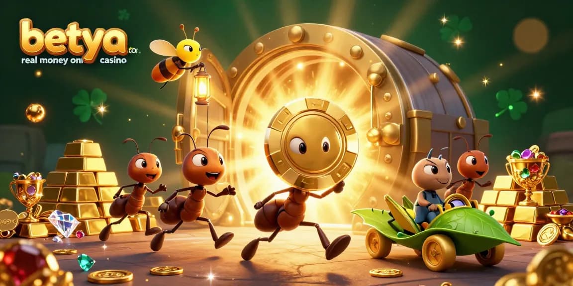 Experience excitement at betya.com real money online casino with animated characters on a treasure heist.