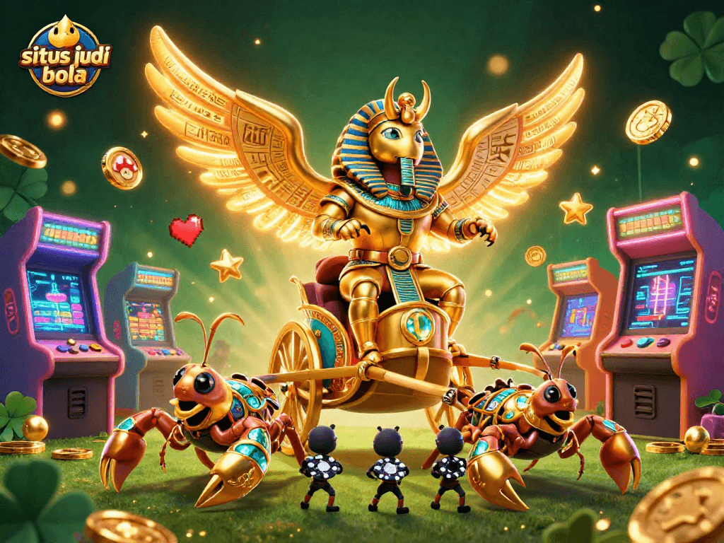 Engage in situs judi bola with a vibrant 3D illustration depicting thrilling sports betting action.