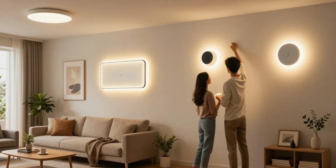 Aplice tavan elegante în interiorul modern, oferind iluminare eficientă energetic.