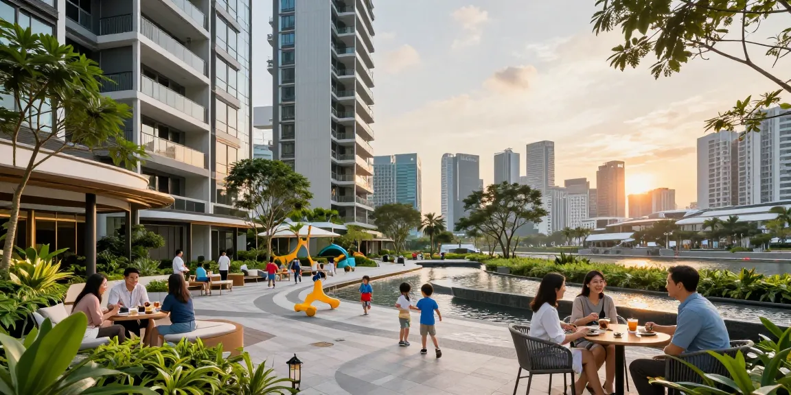 Dover Residences condominium with families enjoying the landscaped garden and vibrant community activities.