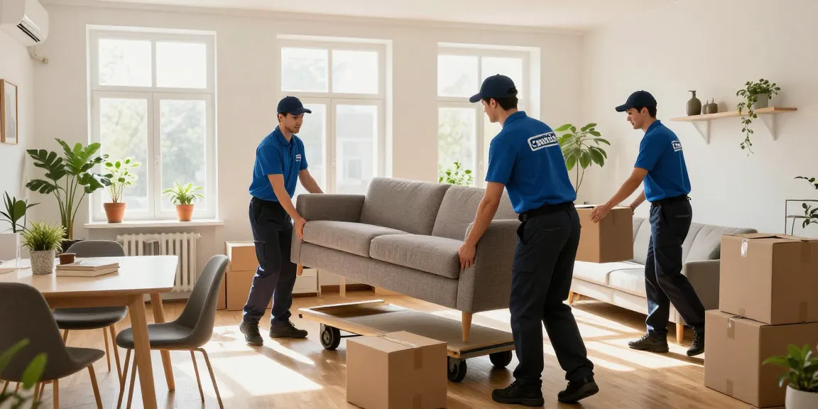 Efficient Wohnungsentrümpelung Berlin with professional movers clearing a residential space, showing teamwork and urgency.
