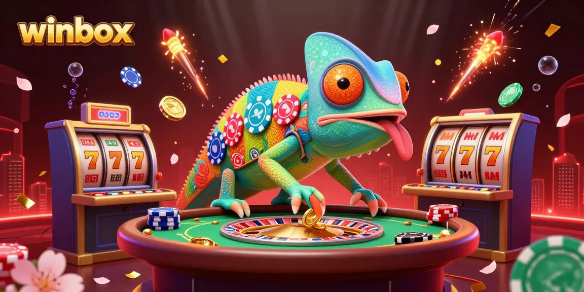 Experience thrilling gameplay with winbox's vibrant 3D chameleon casino owner and engaging gaming elements.
