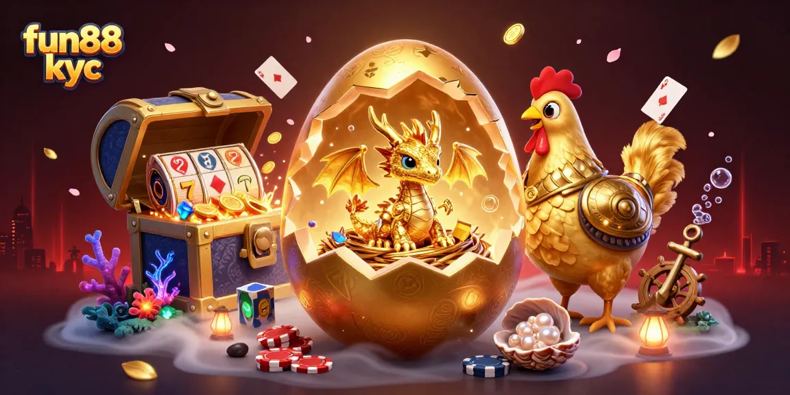 Trải nghiệm cá cược độc đáo với fun88 kyc và hình ảnh rồng vàng trong tổ chip poker.