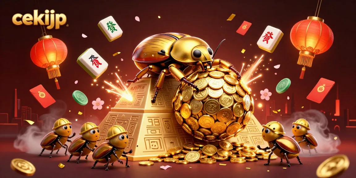 Memenangkan hadiah di cekijp sambil melihat laba-laba emas dan petugas membantu menggelindingkan koin emas