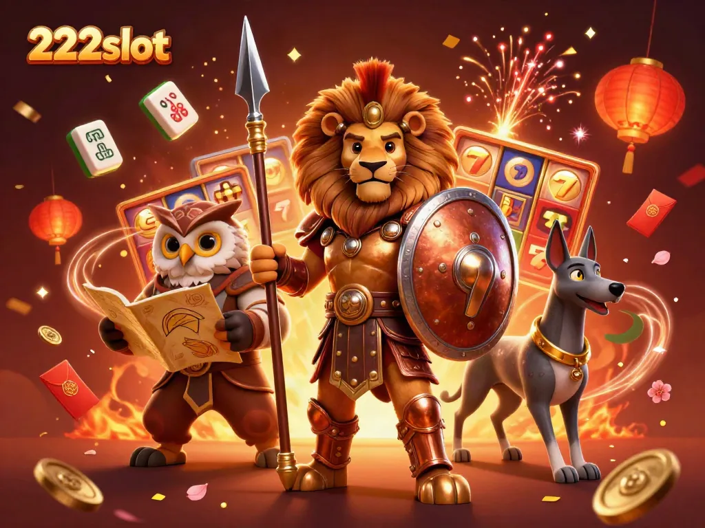 Memenangkan jackpot di 222slot dengan karakter beraksi, lengkap dengan elemen kemeriahan!