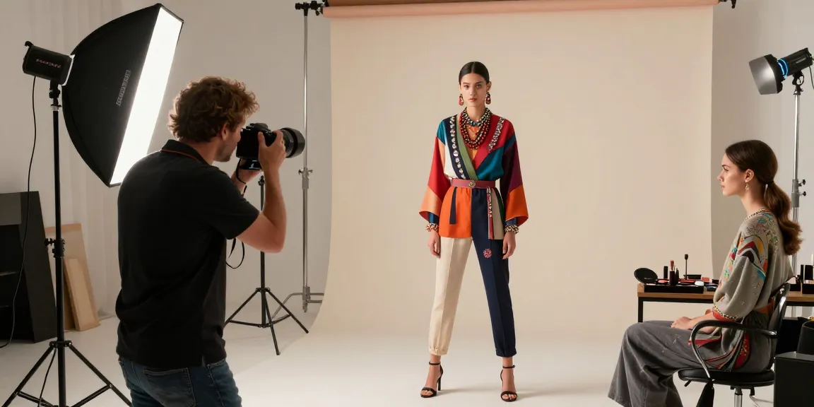MaxArt studio fotografico en studio avec modèle en tenue chic pour séance photo mode.