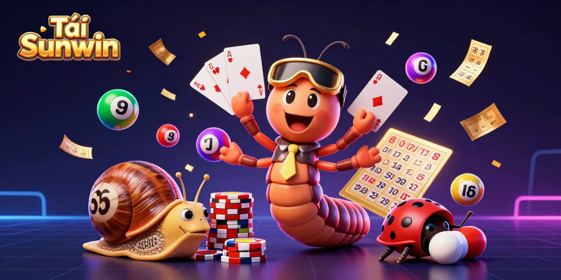 Tải Sunwin in a vibrant game scene with a millipede dealer and colorful elements, showcasing casino excitement.