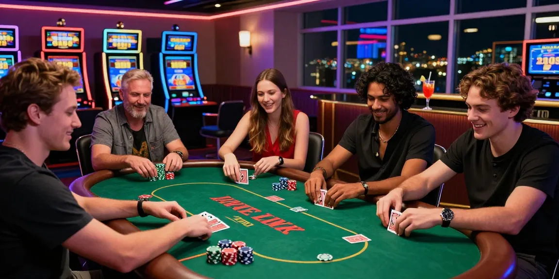 Dewapoker Live Jackpot scene featuring players celebrating at a vibrant online poker table with colorful chips and neon lights.