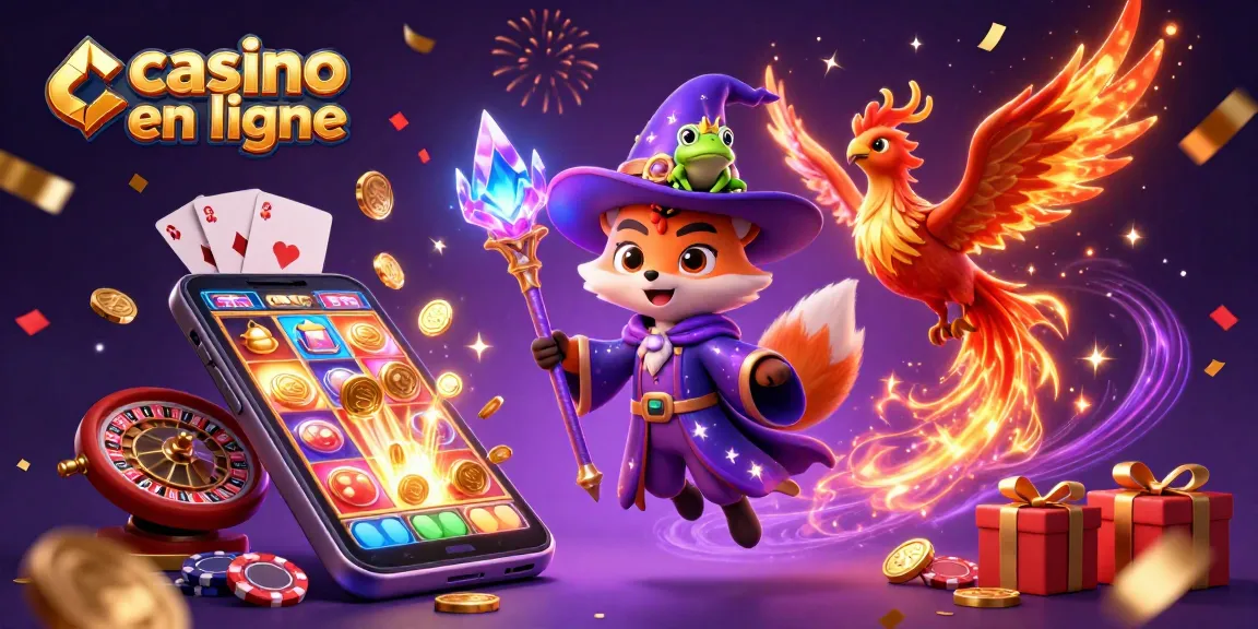 Profitez des jeux captivants de casino en ligne avec cette illustration dynamique et magique.