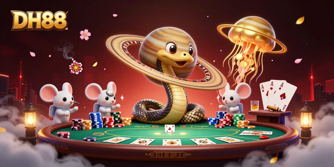 Engage in thrilling gaming at DH88 with astronaut mice betting in this cosmic roulette scene.