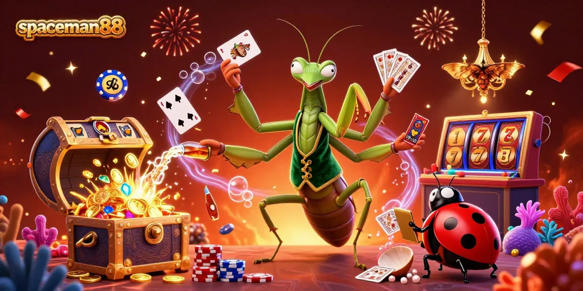 Experience the thrill of winning in spaceman88 with this vibrant, chaotic casino scene.