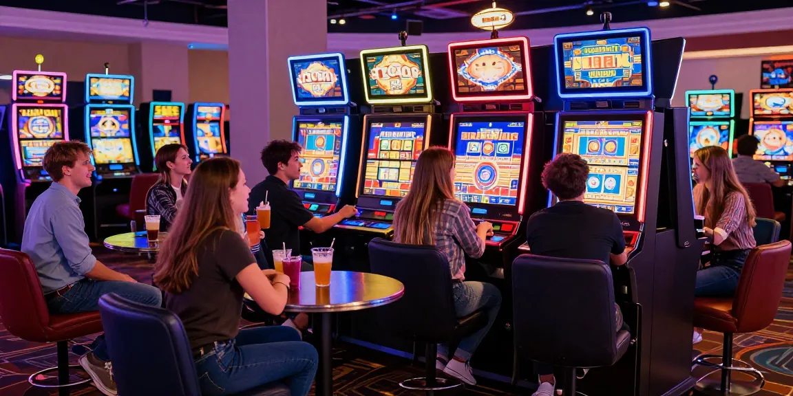 Experience Slot Gacor Hari Ini with friends at a lively casino gaming scene.
