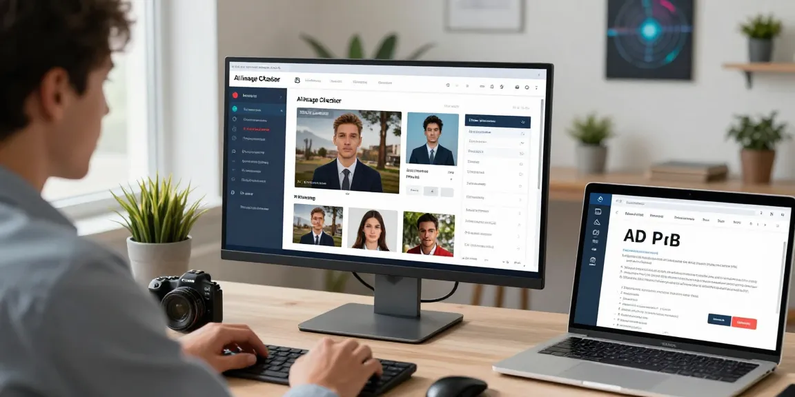 User engaging with the ai image checker on a modern workspace screen, analyzing image formats and analytics.