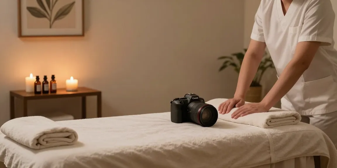 Experience the best 부천출장마사지 in a calming massage therapy room with soft lighting and essential oils.