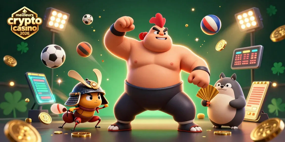Découvrez les meilleurs crypto casino 2026 avec une scène dynamique de combats animés et des éléments de jeu en ligne.