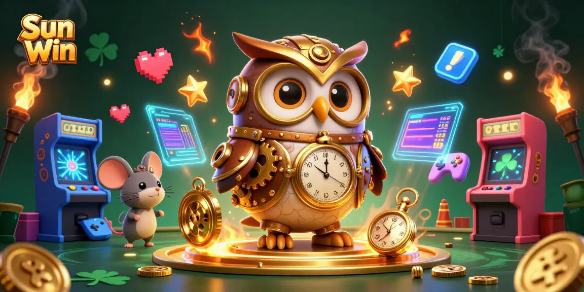 Engaging scene of Sun Win featuring steampunk characters amidst vibrant gaming machines and casino elements.