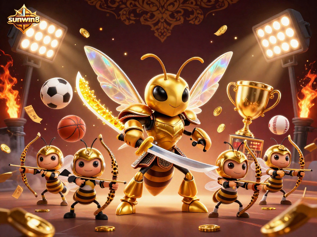 Experience thrilling gameplay and rich rewards with sunwin8 in this dynamic casino-themed illustration.