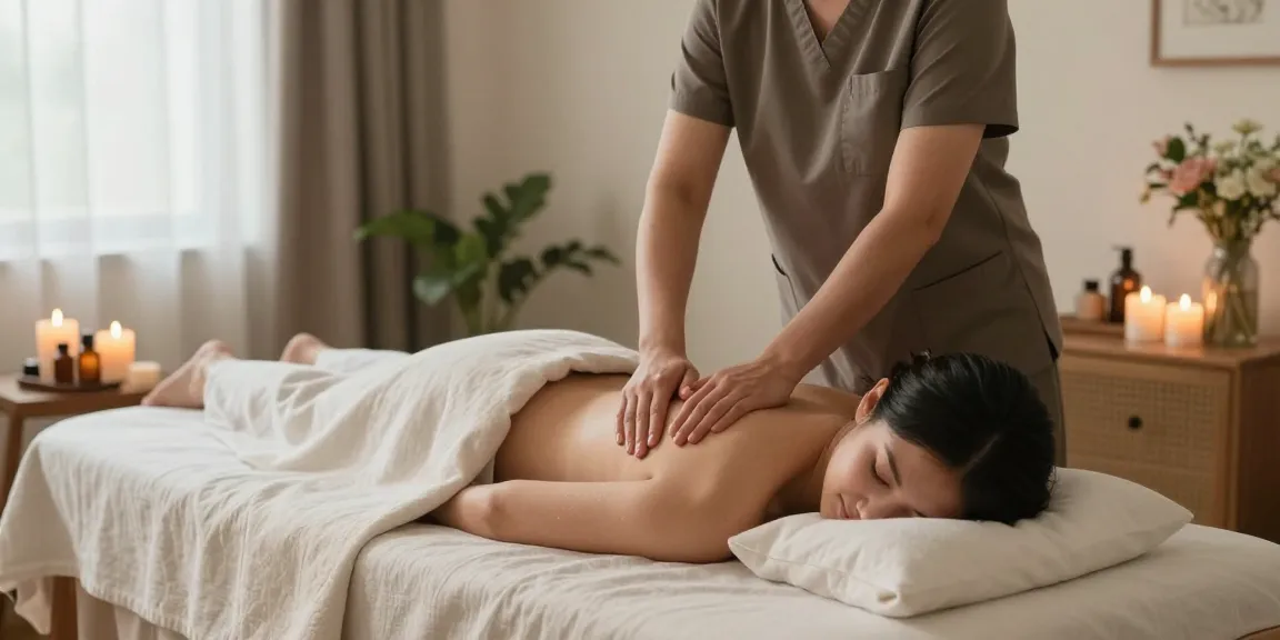 Professional masseuse delivering 출장안마 in a tranquil home setting.