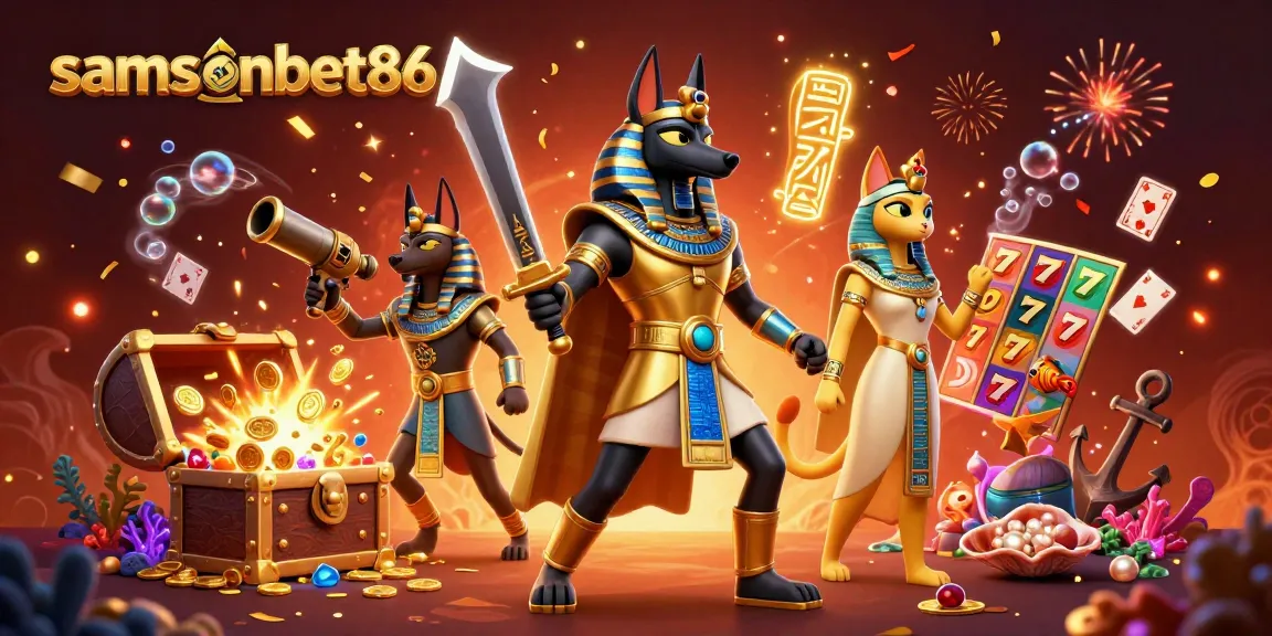Experience thrilling gameplay at samsonbet86 with vibrant 3D casino illustrations featuring iconic elements.