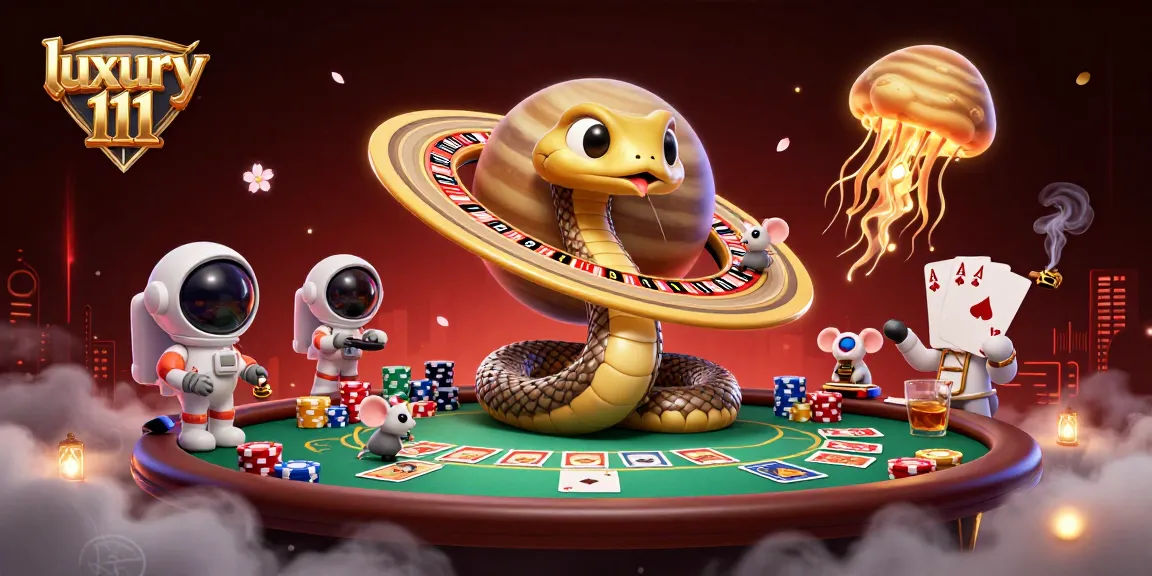Experience luxury 111 as astronaut mice bet on a roulette wheel with a Jupiter-sized jellyfish dealer.