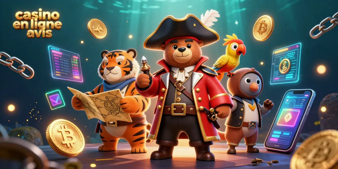Évaluez les avis sur les casinos en ligne avec des personnages de pirate et de tigre dans une scène de jeu dynamique.