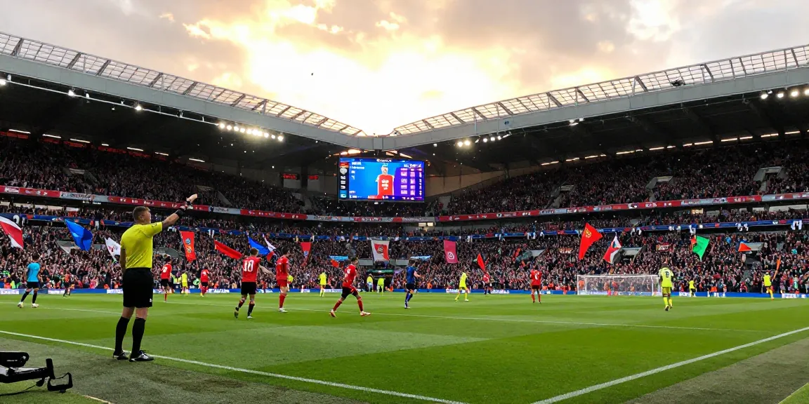 Exciting football match atmosphere with fans at a Premier League game, highlighting bk8 vibrant crowd and live action.