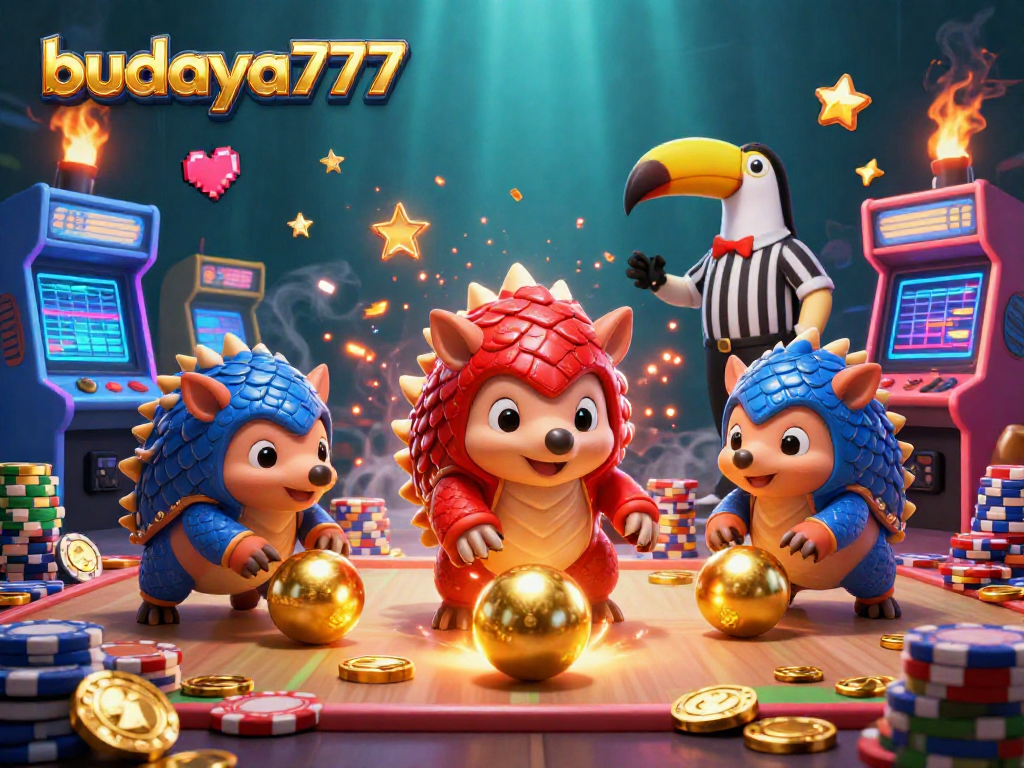 Budaya777 menampilkan pangolin bersaing dalam permainan kasino yang penuh warna dengan koin dan chip poker