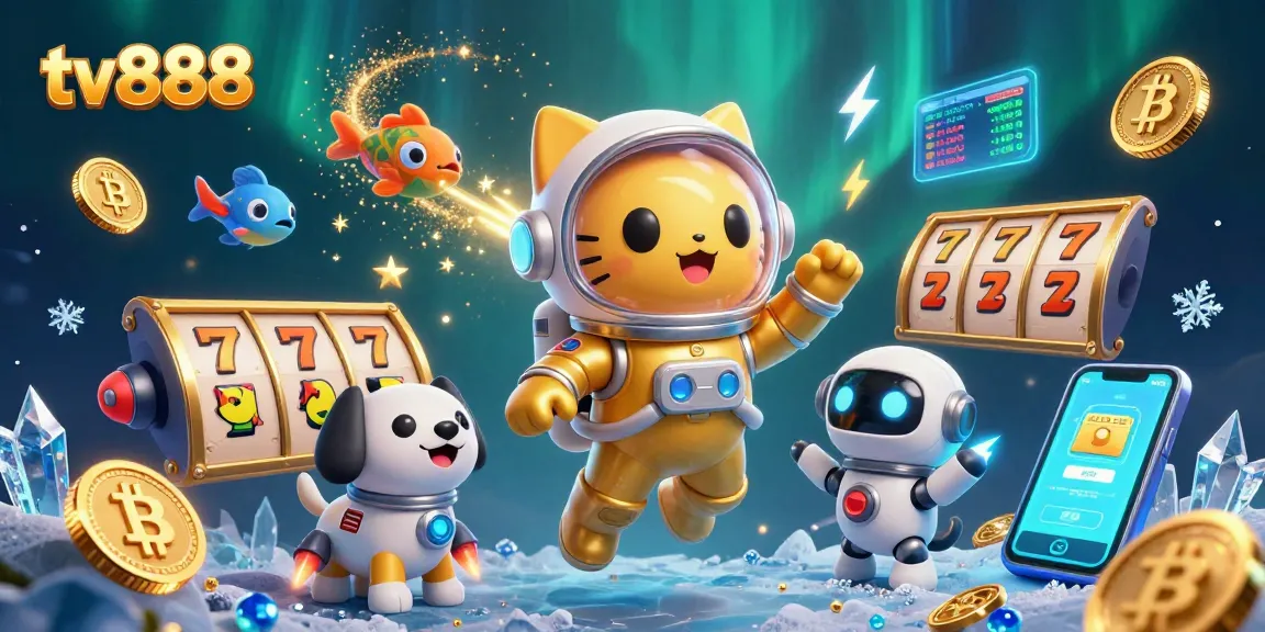 Engage with the thrilling slots at tv888, featuring vibrant jackpot symbols and a dynamic space-themed scene.