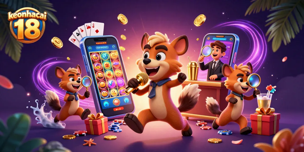 Engage in exciting games at keonhacai 18 with a vibrant casino scene featuring animated hyenas.