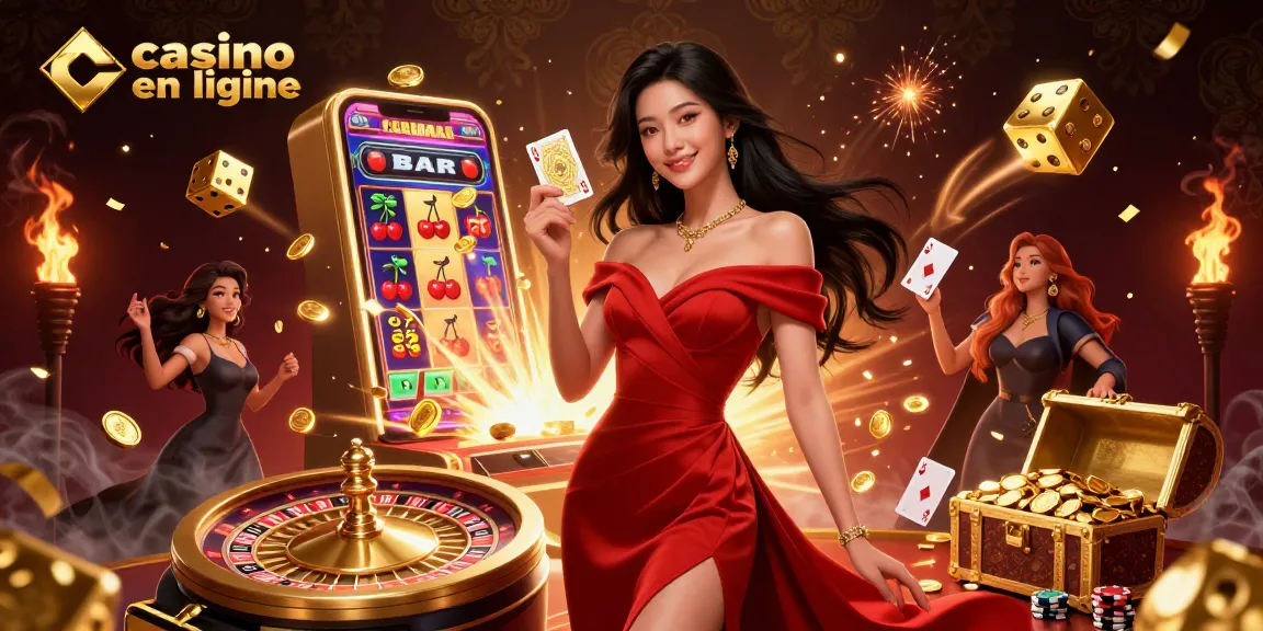 Découvrez l'excitation du casino en ligne avec une atmosphère glamour et des éléments de jeu dynamiques.