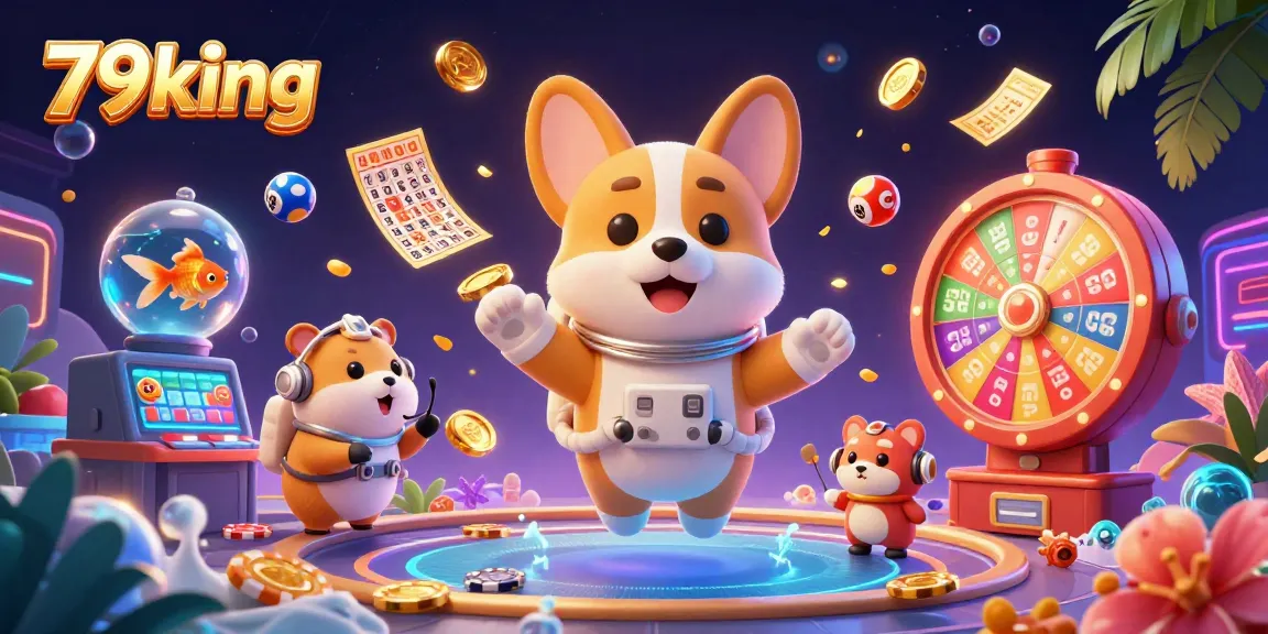 Engage with exciting games at 79king's vibrant space casino, featuring dynamic characters and colorful lottery elements.