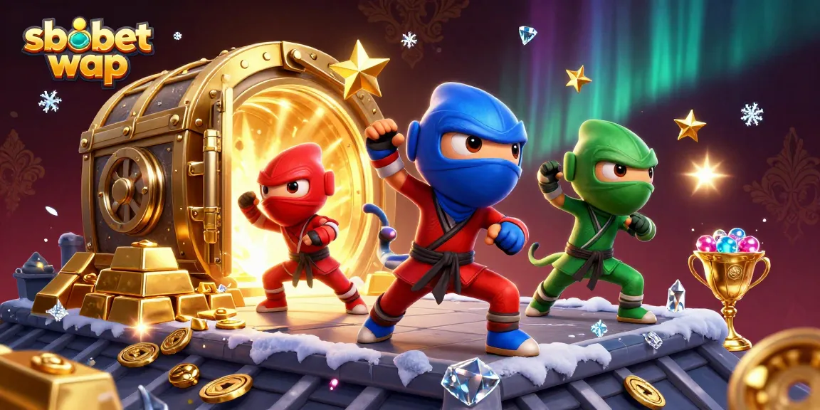 Simplified visual experience with sbobet wap showcasing a chameleon team performing incredible acrobatics surrounded by treasure.