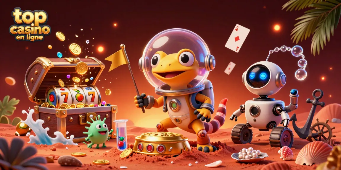 Jouez à top casino en ligne et découvrez un casino doré sur Mars avec un gecko martien