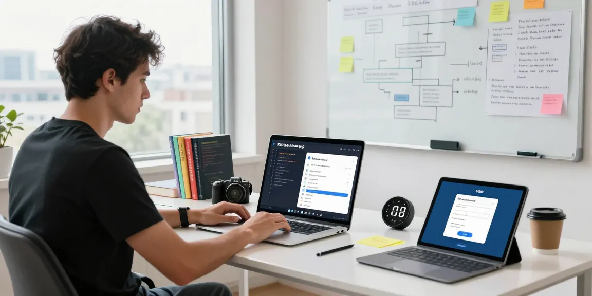 Mobile developer coding the telegram china apk application interface, showcasing a modern workspace and collaborative tools.