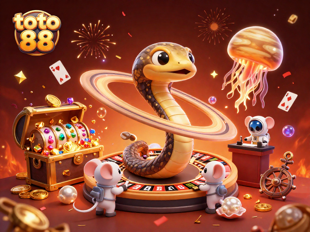 Hit the jackpot with bright "toto 88" themes in a vibrant casino scene illustrating epic wins.