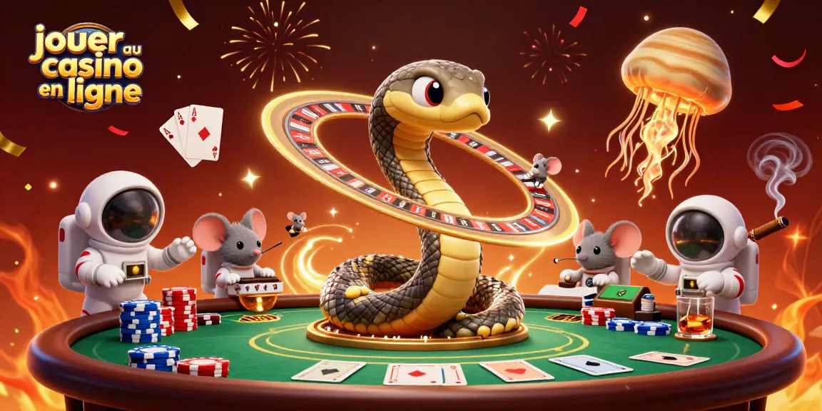 Jouer au casino en ligne avec un serpent de Saturne et des souris astronautes pariant dans un univers cosmique.