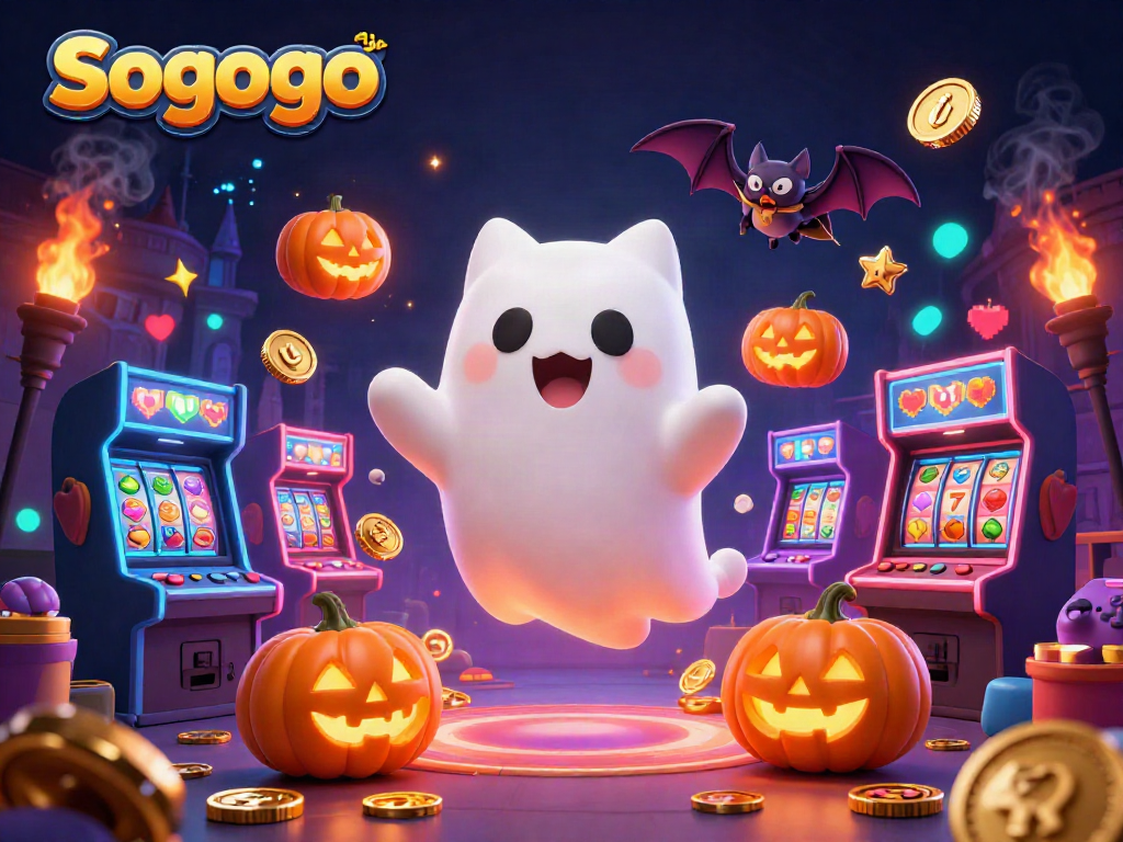 Experience thrilling gaming adventures with Sogogo apk in a haunted casino scene filled with mystery and fun.