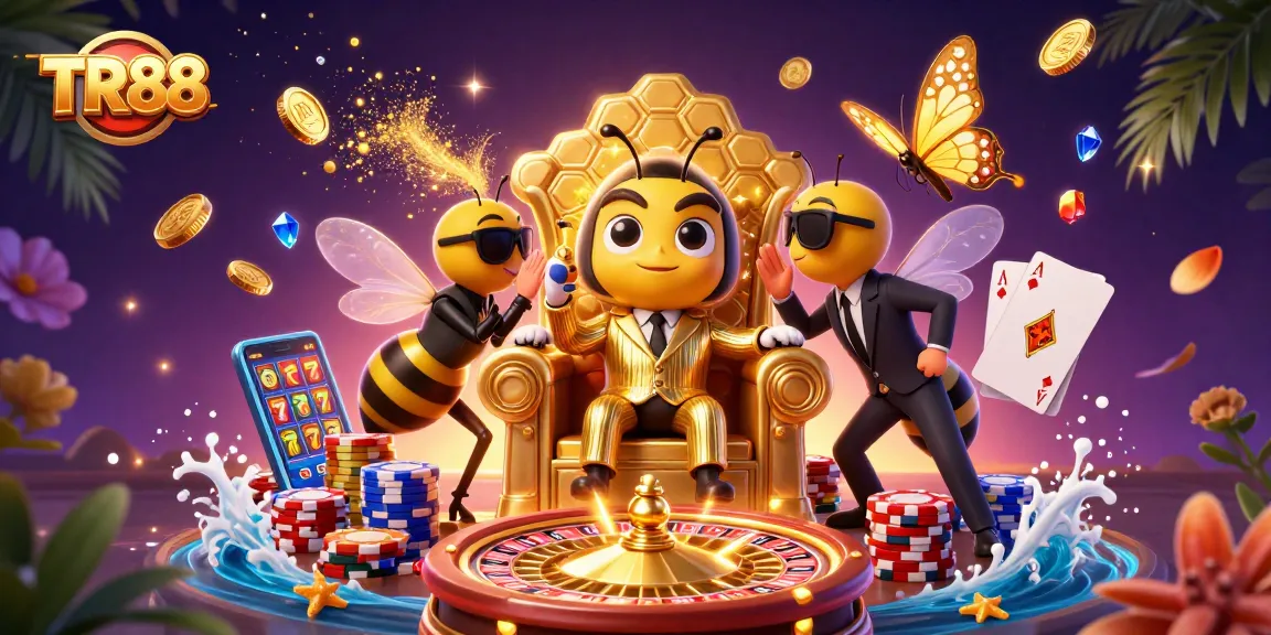 TR88 casino features a bumblebee mob boss amidst golden coins and vibrant gaming elements.