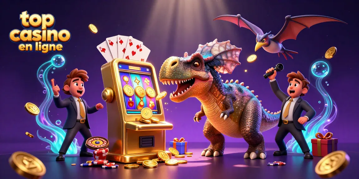 top casino en ligne avec un pachycephalosaurus frappant une machine à sous dorée pour un jackpot