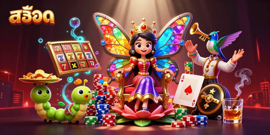 Engage with exciting สล็อต games featuring vibrant slots and playful characters in a dynamic casino scene.