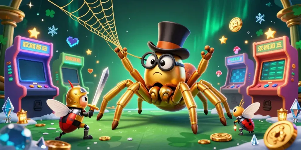 Engage with the exciting xx88 world, featuring a golden tarantula and beetle knight in a vibrant casino scene.