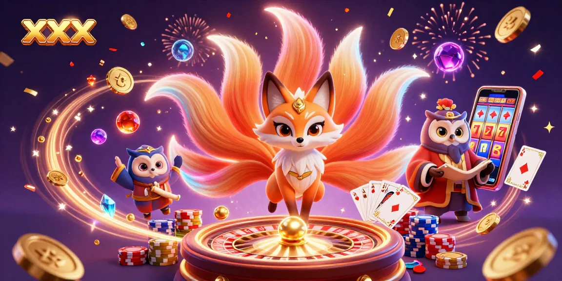 Experience exciting gaming with the animated nine-tailed fox spirit and vibrant casino elements.