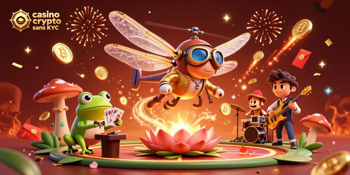 Jouez sur un casino crypto sans KYC 2026 avec des personnages animés et des éléments de jeu colorés.