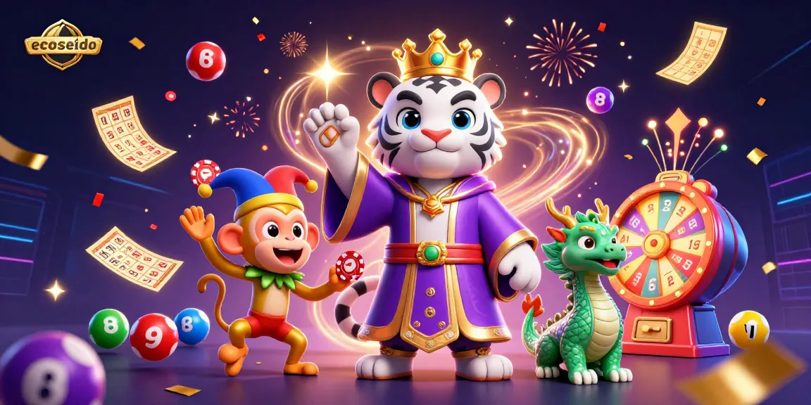 Experience winning moments with ecoseido's vibrant casino illustration featuring playful characters.